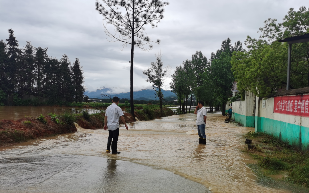 吉安公司:冒雨勘察积水路况 守护市民安全出行